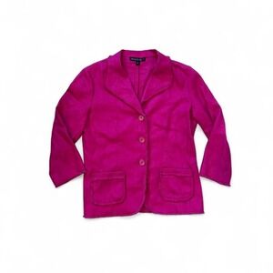 Lafayette 148 100% linen magenta pink 3‎ button 2 pocket blazer 6